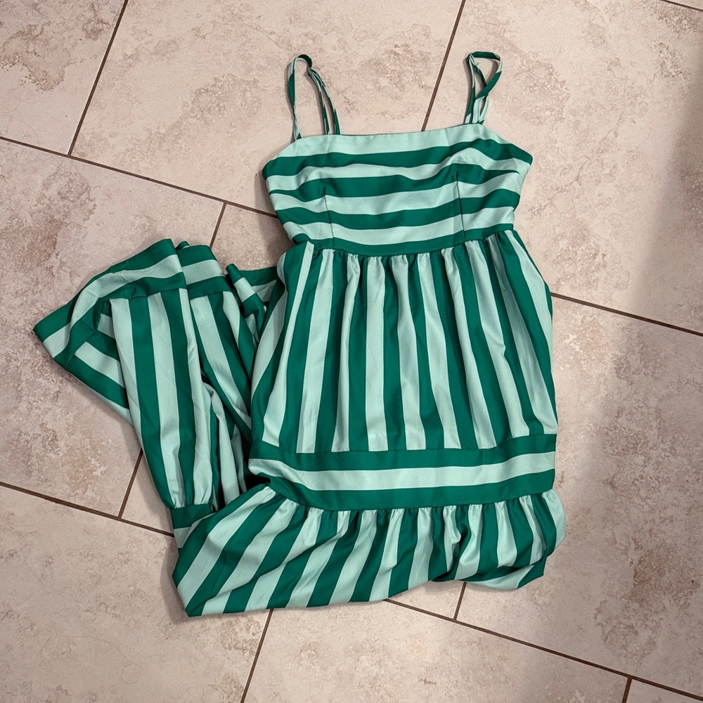 Green and White Striped Dress